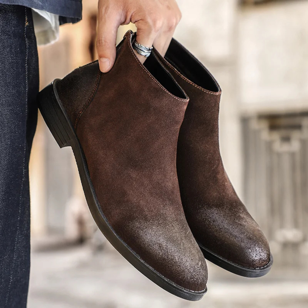Ash | Men's Chelsea Boots Black Suede Zip Up