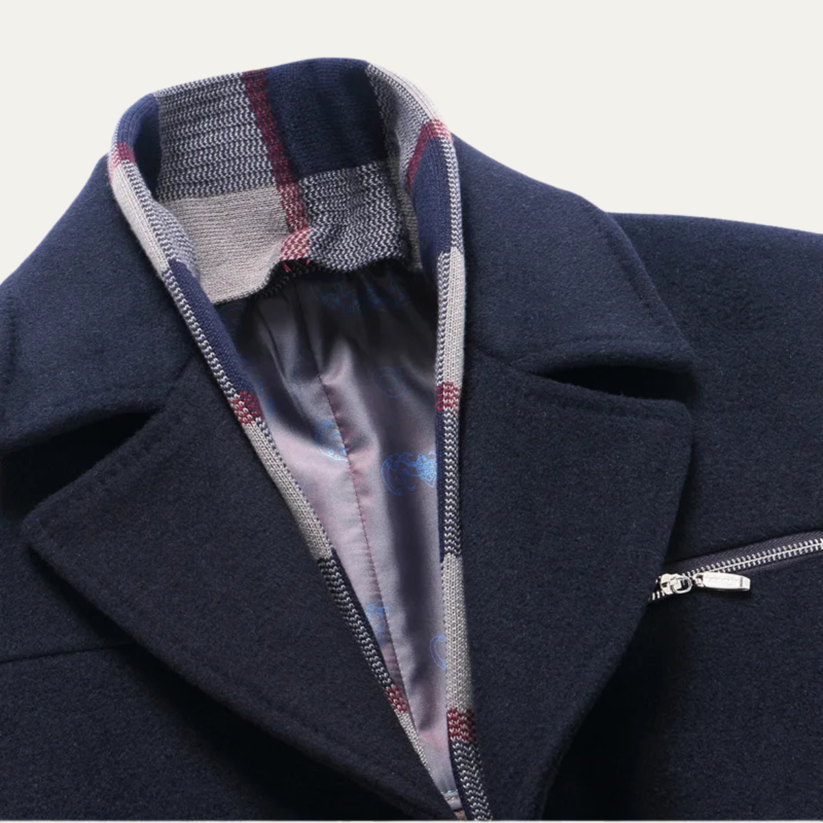 Bram | Men's Navy Wool Blend Casual Blazer Long Coat