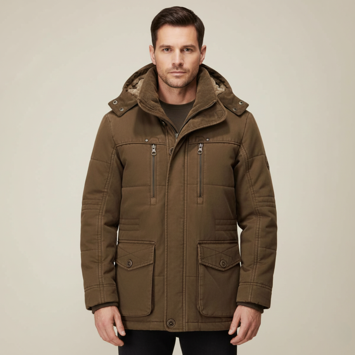 Arden | Men's Utility Jacket Olive Green Sherpa Lined