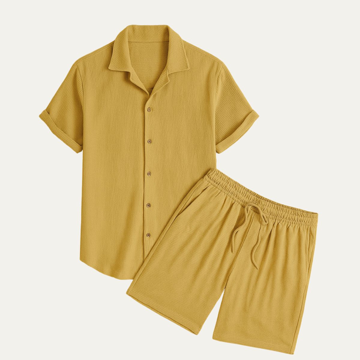 Bram | Men's Casual Linen Shirt Shorts Set Sage Green
