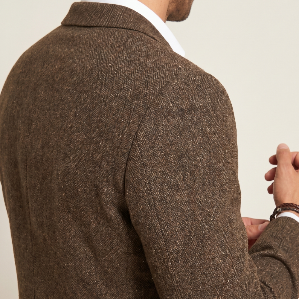 Bram | Men's Herringbone Wool Blazer Tweed Single Breasted