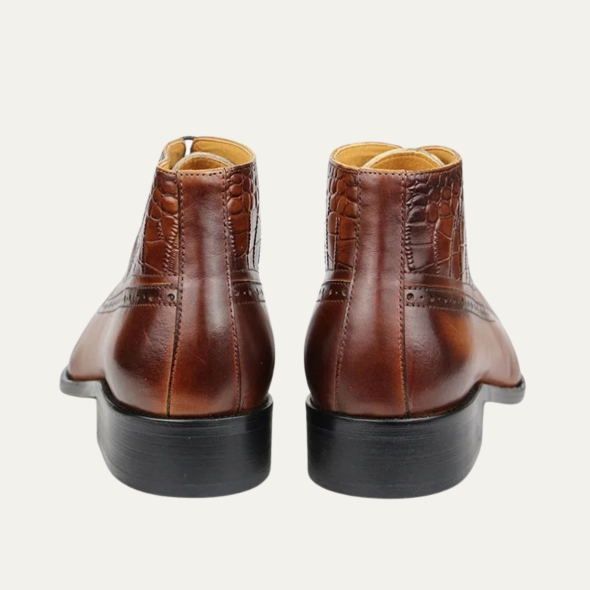 Rhys | Men's Leather Brogue Lace Up Ankle Dress Boots Cognac