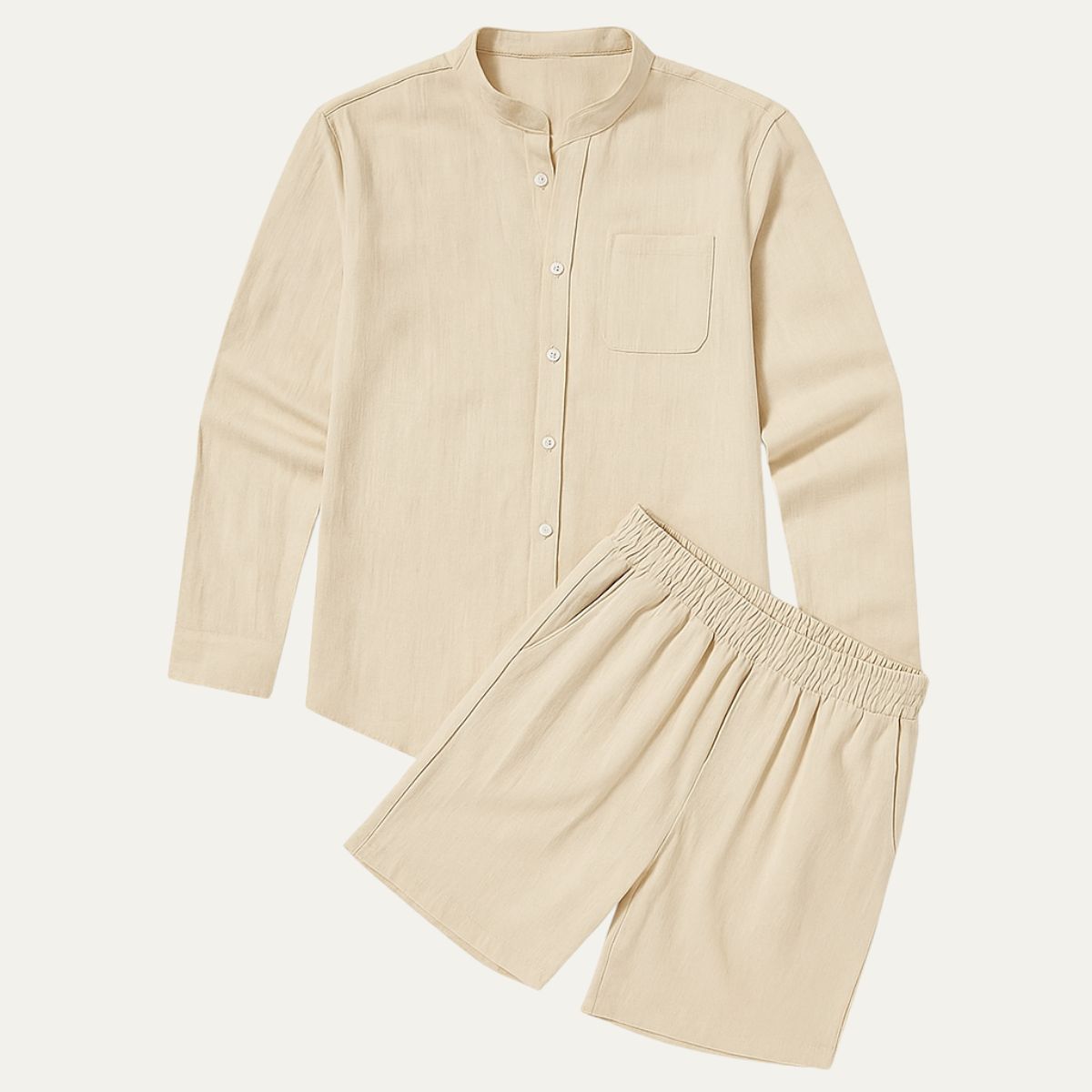 Rowan | Men's Linen Shirt Cream Long Sleeve Button Up