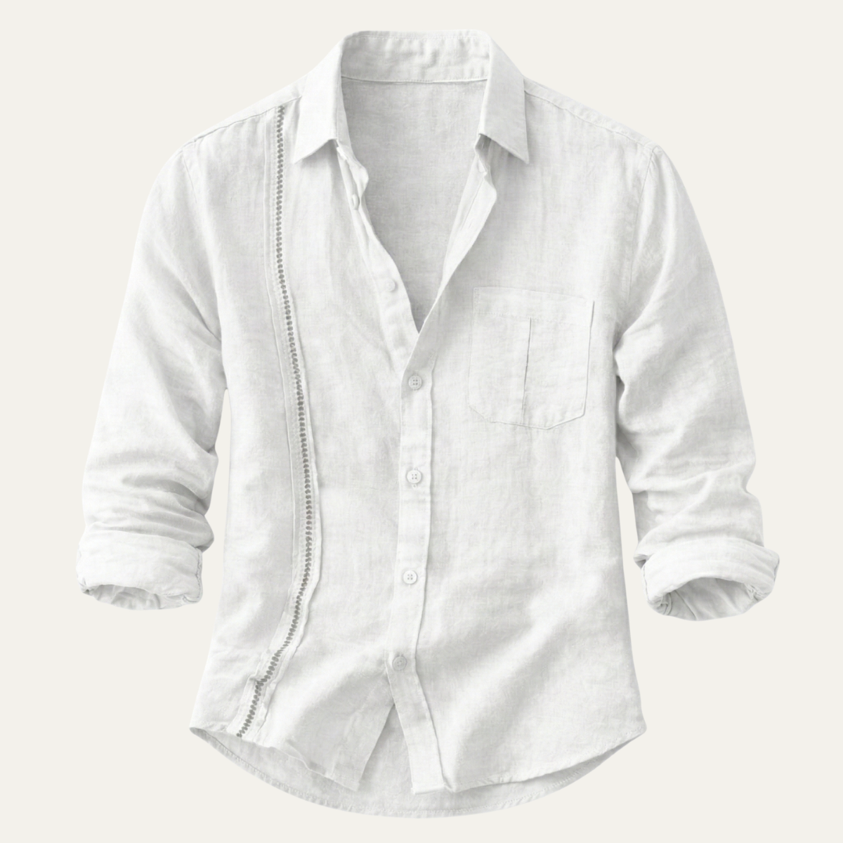 Callum | Men's Linen Button Up Shirt Cream Long Sleeve