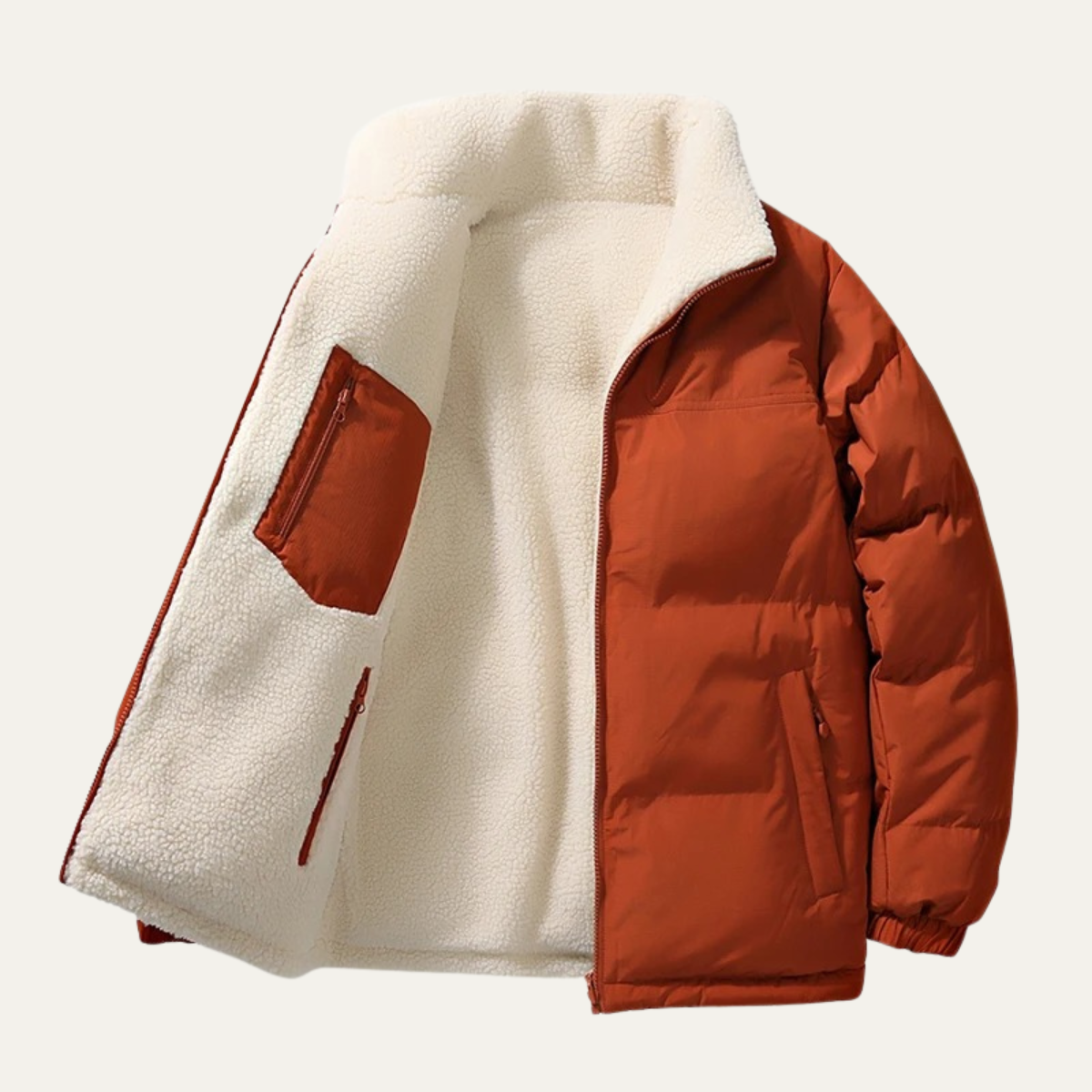 Axel | Men's Sherpa Lined Puffer Jacket Cream
