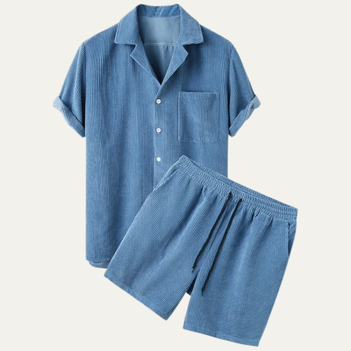 Ash | Men's Lounge Set Olive Green Short Sleeve Shirt Shorts