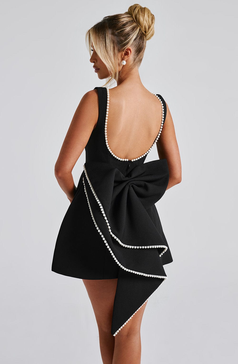 Vera | Women's Coquette Fit And Flare Mini Dress Pink Pearl Trim