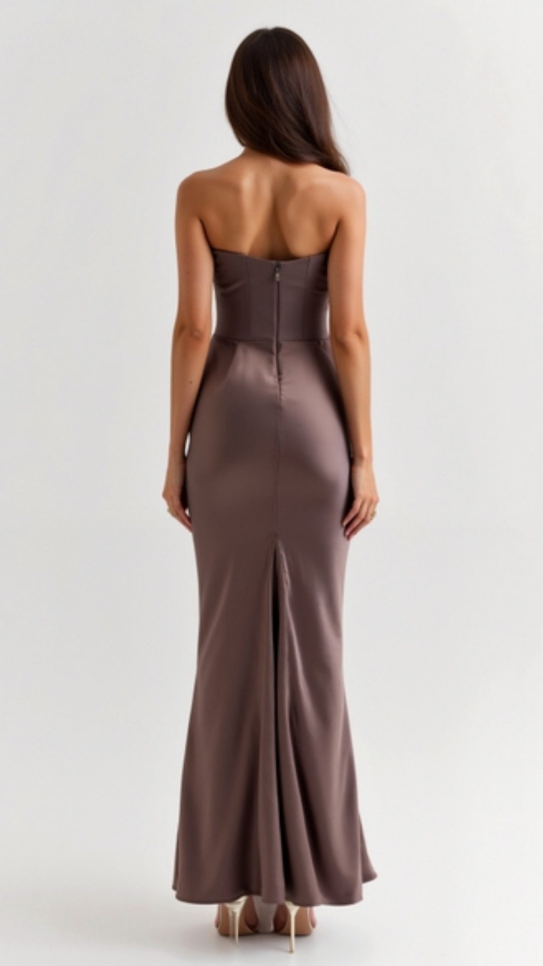 Cleo | Women's Satin Ruched Maxi Dress Black