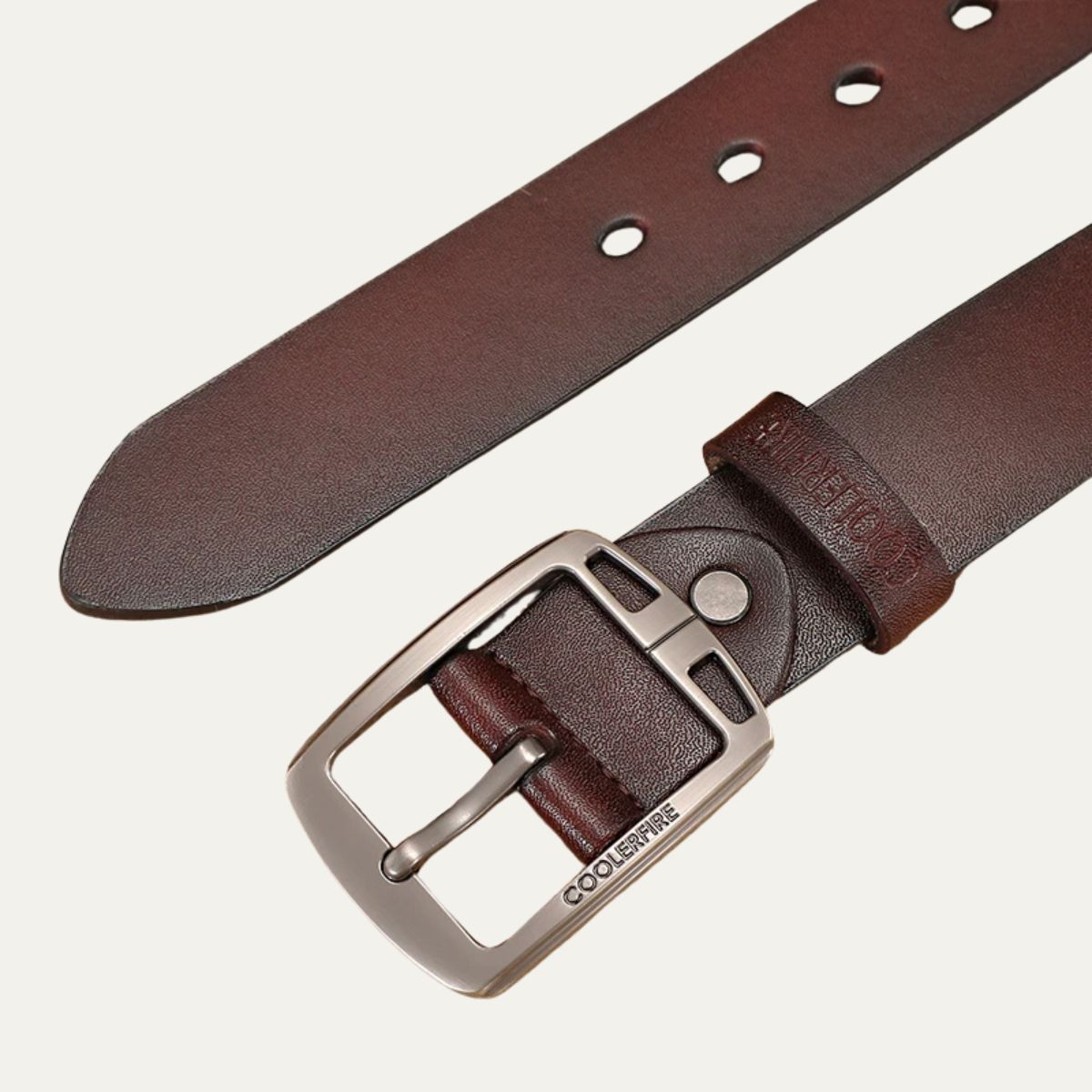 Demi | Men's Leather Belt Brown Buckle Casual Style