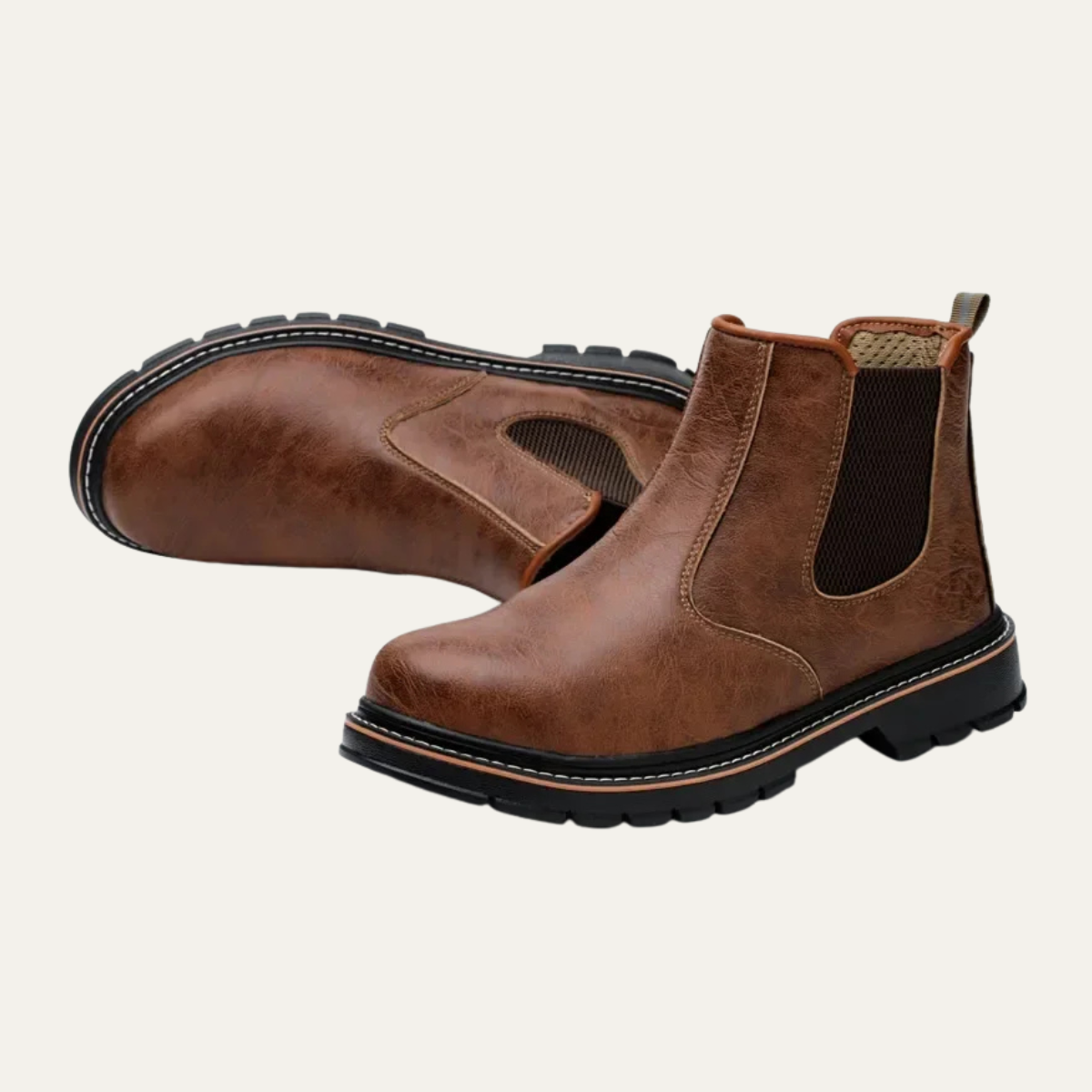 Kai | Men's Brown Leather Chelsea Work Boots Steel Toe