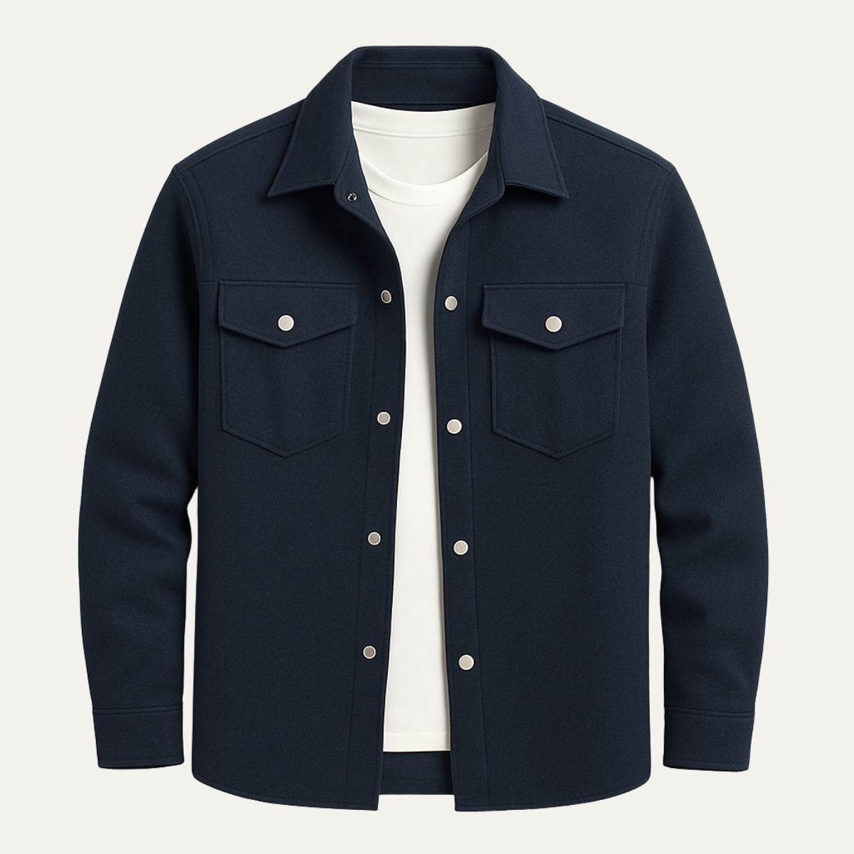 Beau | Men's Casual Overshirt Cream Button Up
