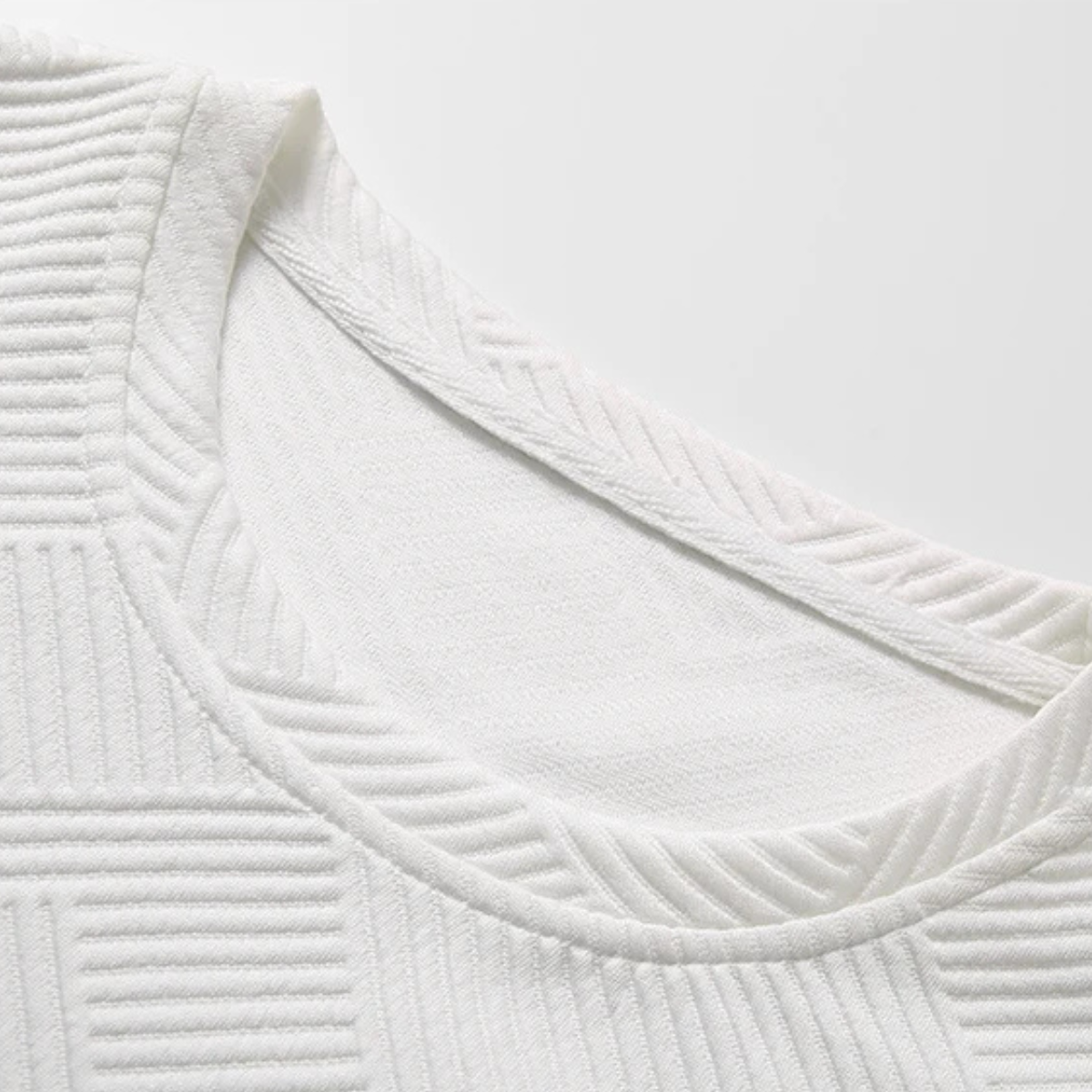 Leon | Men's Sweatsuit White Textured Short Sleeve