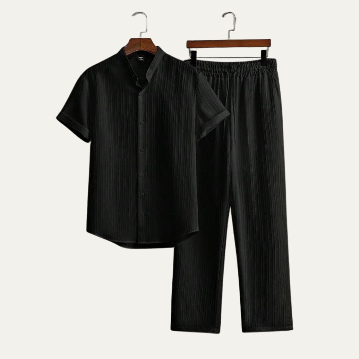 Reid | Men's Linen Set Cream Short Sleeve Shirt And Lounge Pants