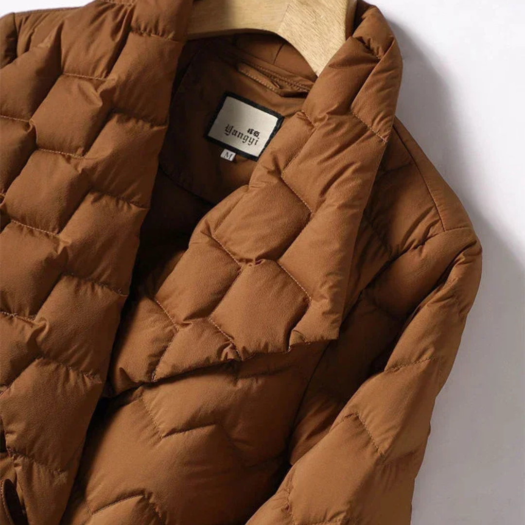 Briar | Women's Quilted Puffer Coat Camel Belted