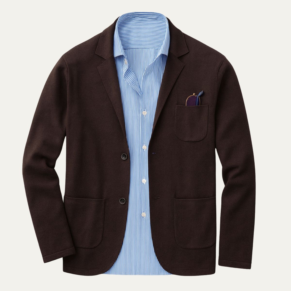 Hugo | Men's Smart Casual Linen Blazer Olive Green Stripe Shirt