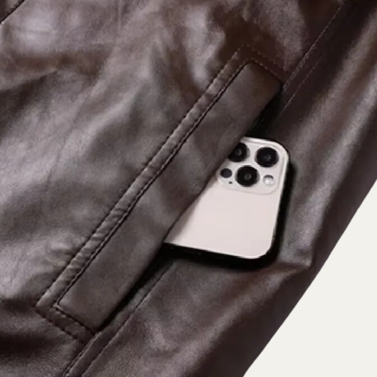 Jude | Men's Sherpa Lined Leather Jacket Brown