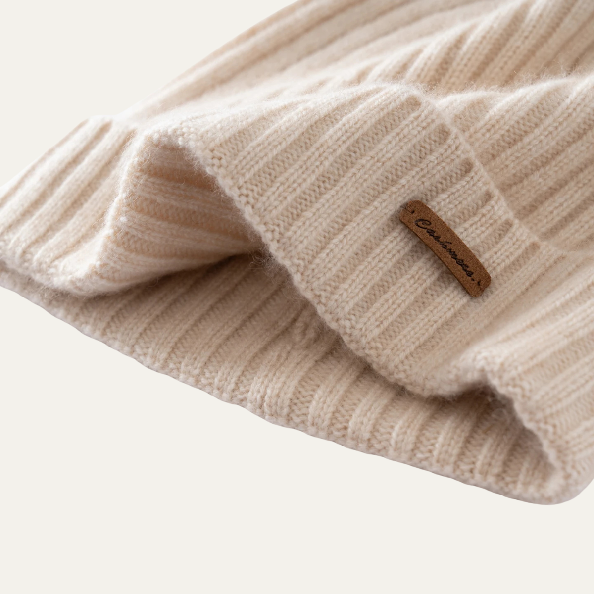 Axel | Men's Ribbed Knit Cashmere Beanie Cream