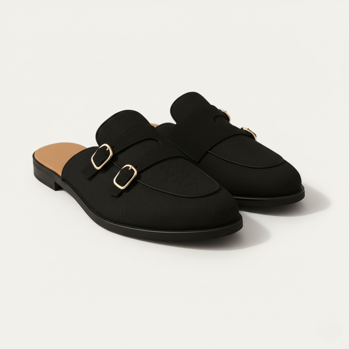 Marco | Men's Slip On Loafer White Canvas Brown Buckle