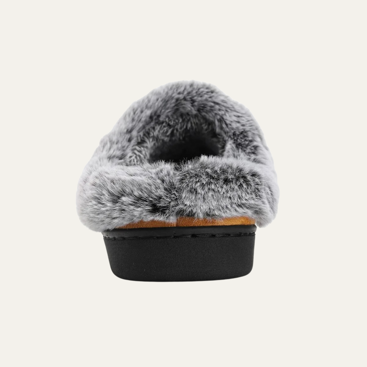 Bram | Men's Faux Fur Lined Slippers Gray Black Sole