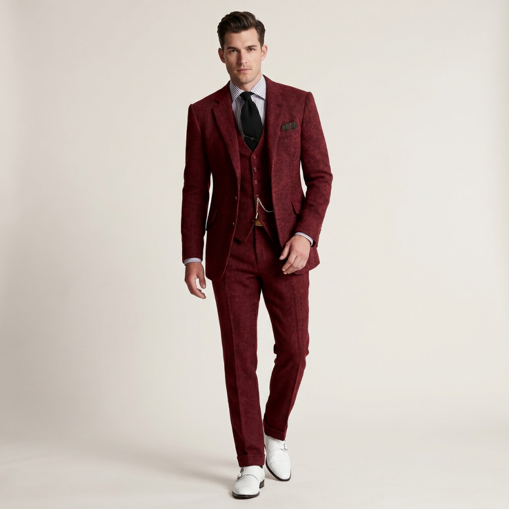Dama Washington Axel men's three piece suit brown tweed tailored - view 6