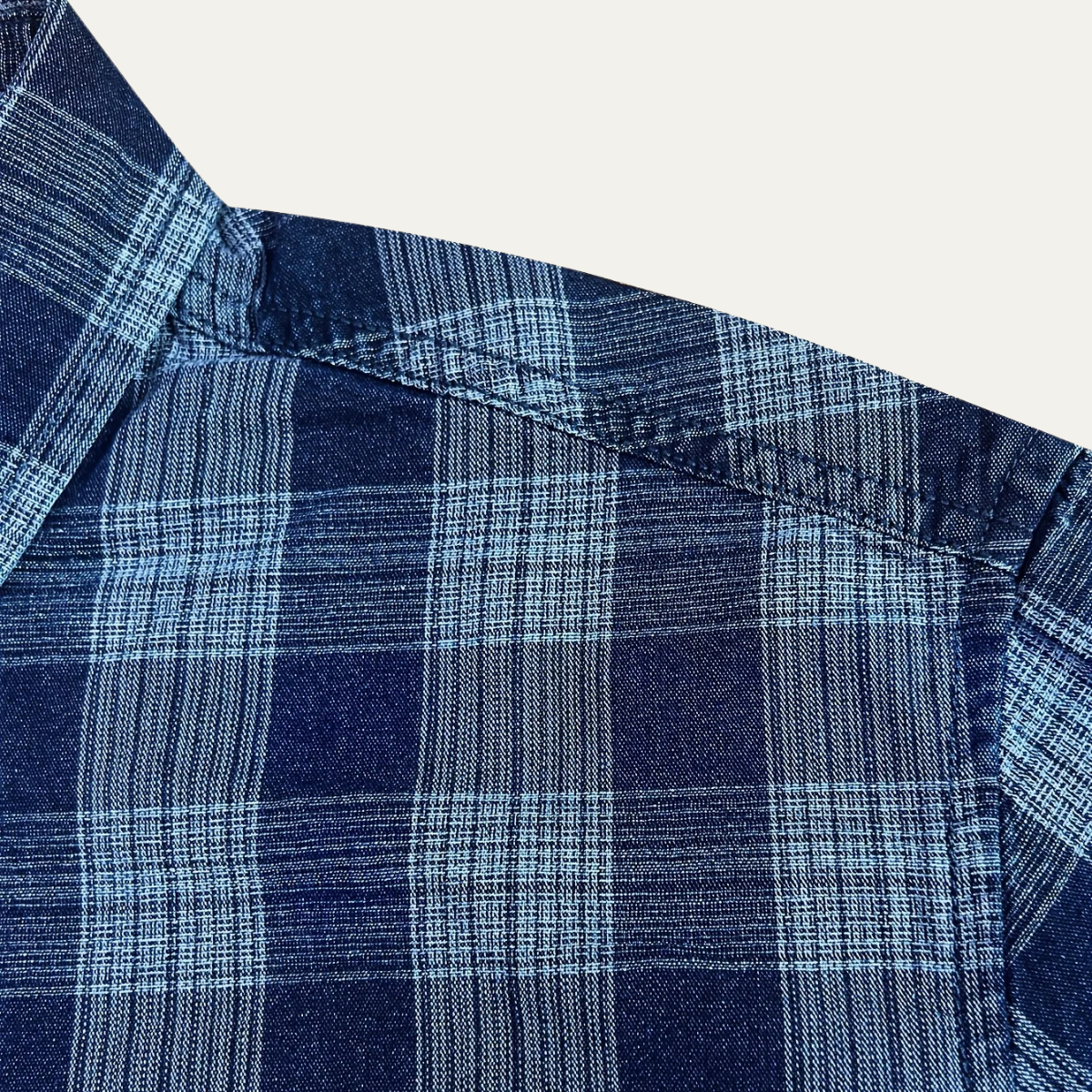 Axel | Men's Plaid Flannel Shirt Navy Blue Chest Pockets