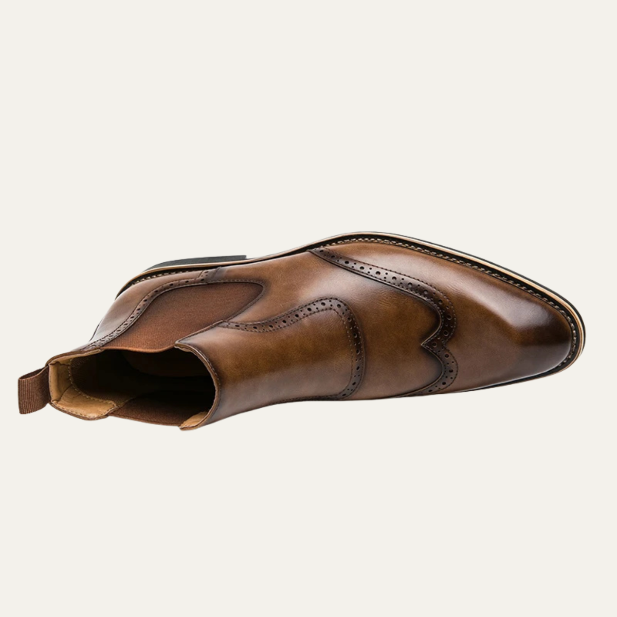 Axel | Men's Brogue Chelsea Dress Boots Brown Leather