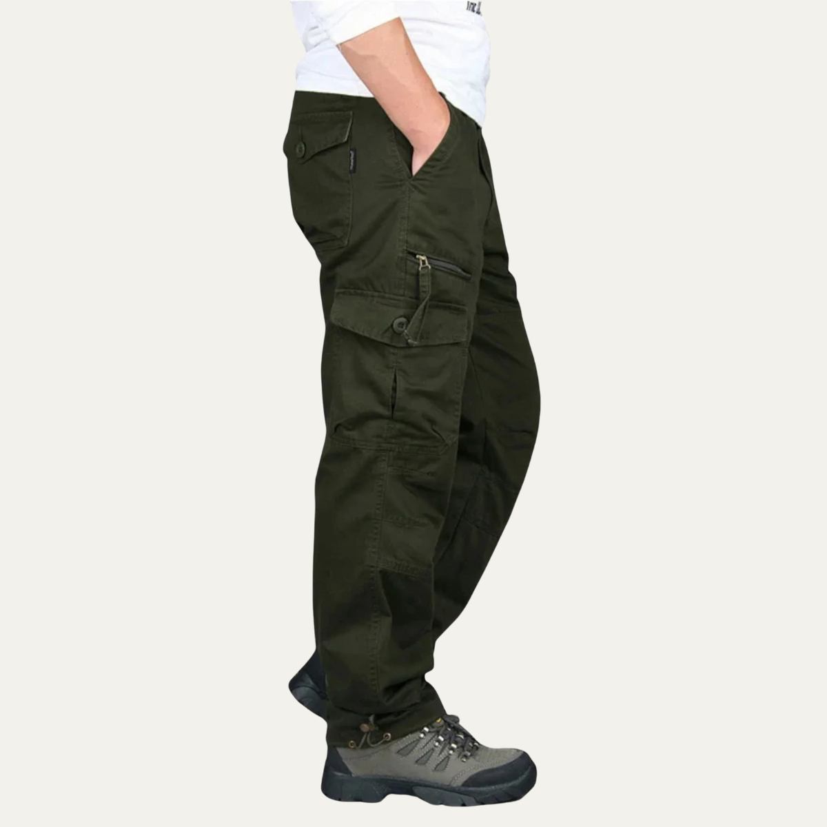 Ezra | Men's Cargo Pants Beige Multiple Pockets Relaxed Fit