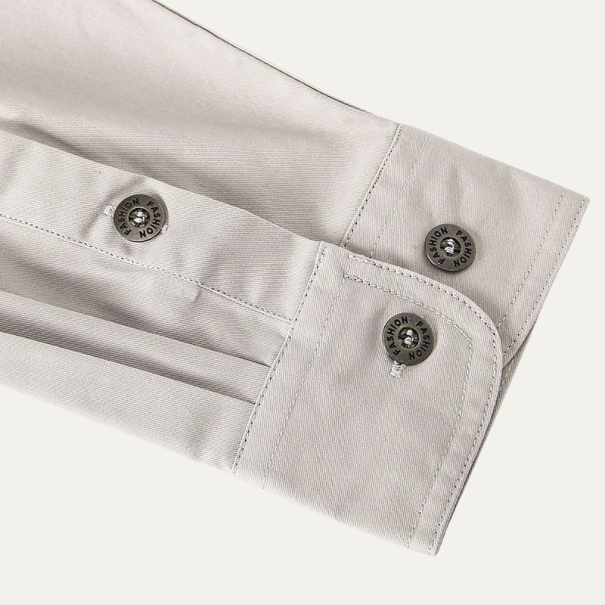 Axel | Men's Casual Button Up Cargo Shirt Cream Long Sleeve