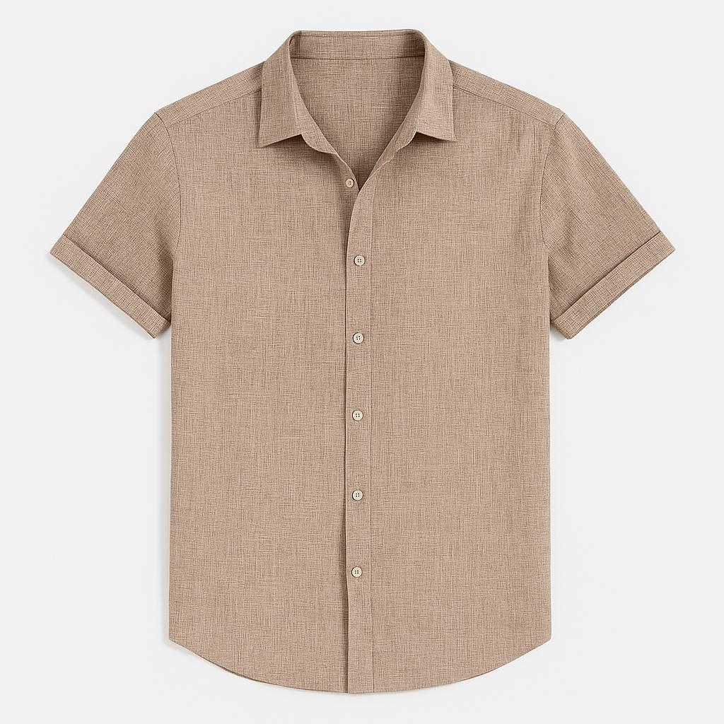 Beau | Men's Linen Shirt White Short Sleeve