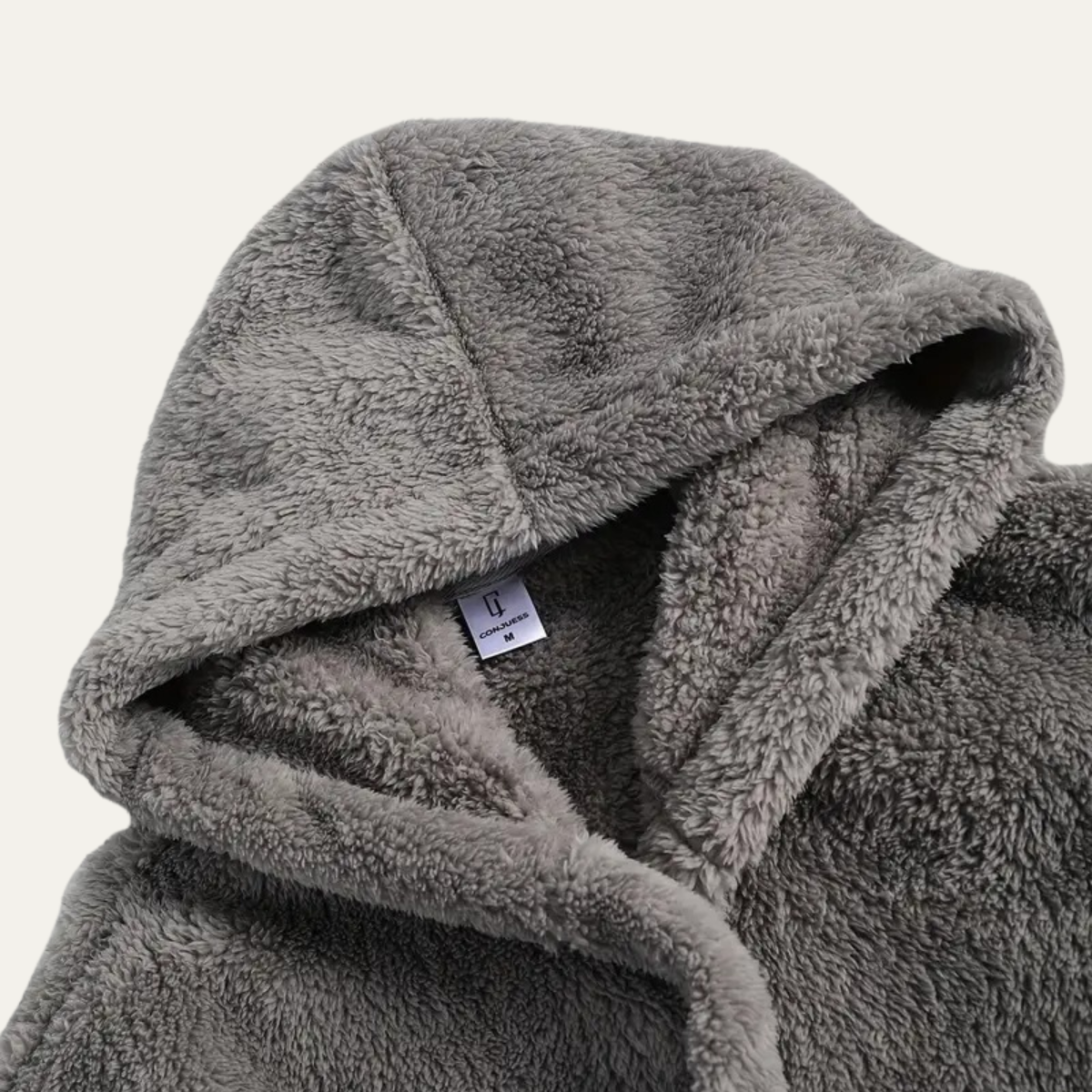Bram | Men's Fleece Hooded Robe Gray Belt Pockets