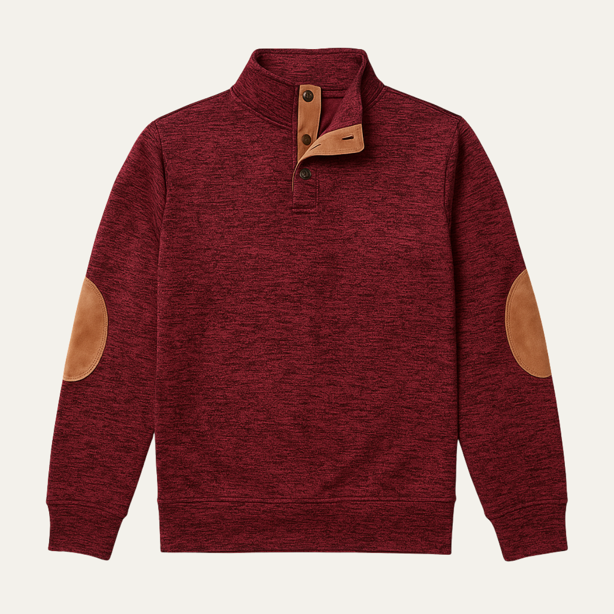 Bram | Men's Quarter Zip Sweater Burgundy Elbow Patch