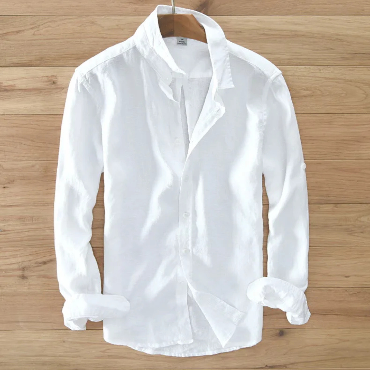 Callum | Men's Linen Button Up Shirt White Long Sleeve
