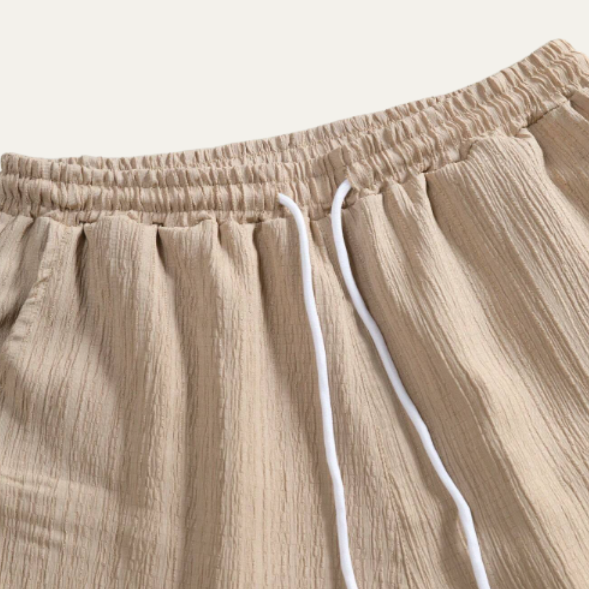 Roan | Men's Casual Linen Button Up Shorts Set Cream