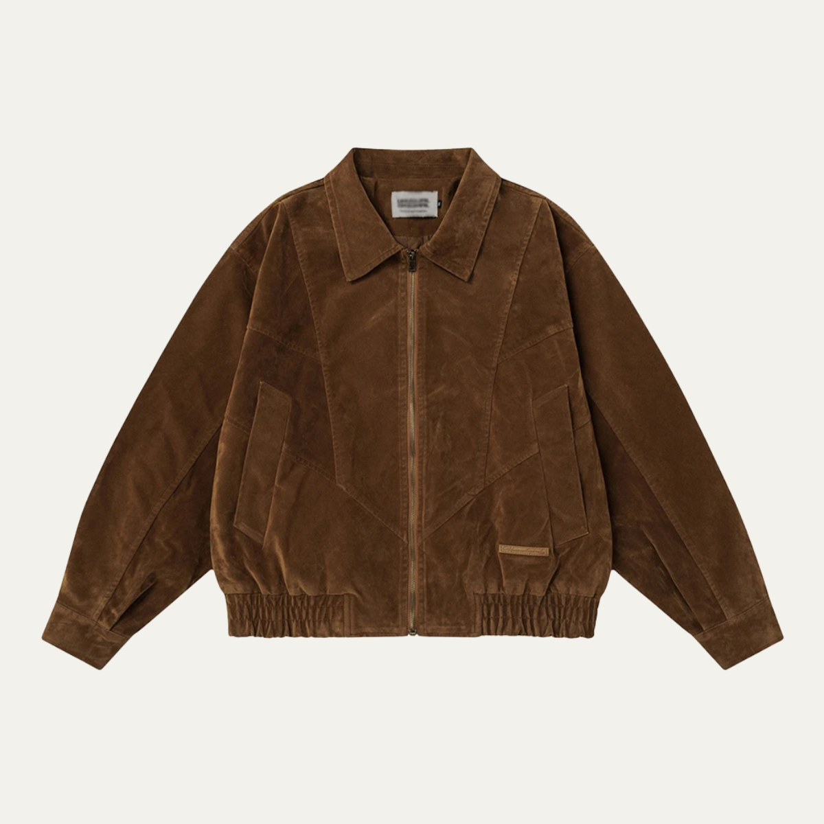 Beau | Men's Suede Bomber Jacket Brown Zip Up