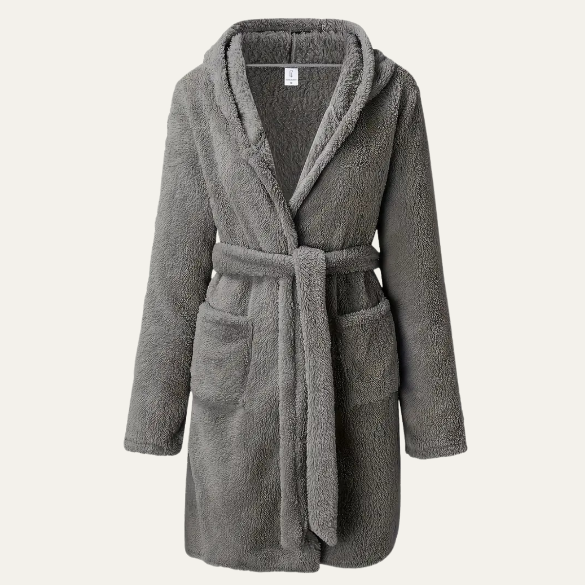 Bram | Men's Fleece Hooded Robe Gray Belt Pockets