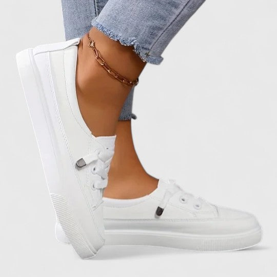 Ivy | Women's White Canvas Lace Up Sneaker Casual