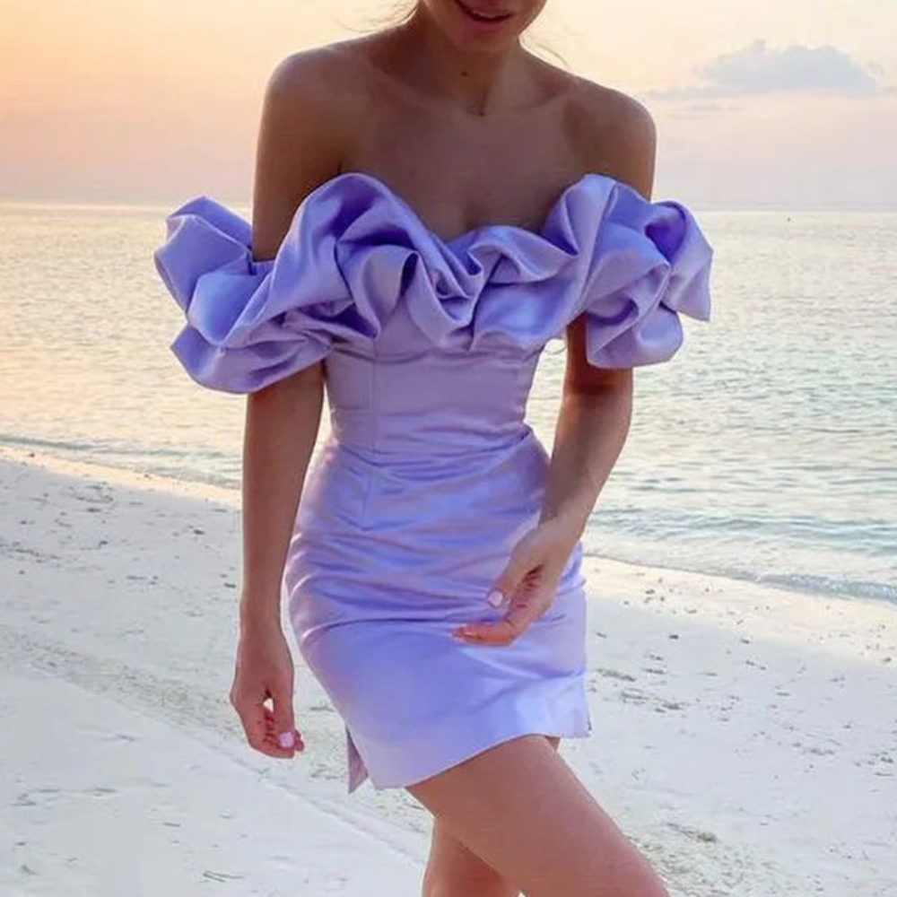 Demi | Women's Off Shoulder Ruffle White Mini Dress