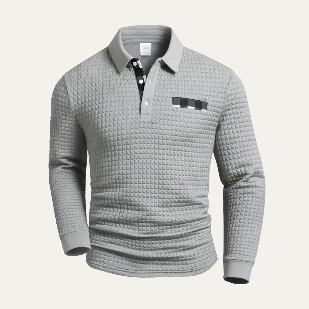 Blake | Men's Quilted Polo Shirt White Long Sleeve