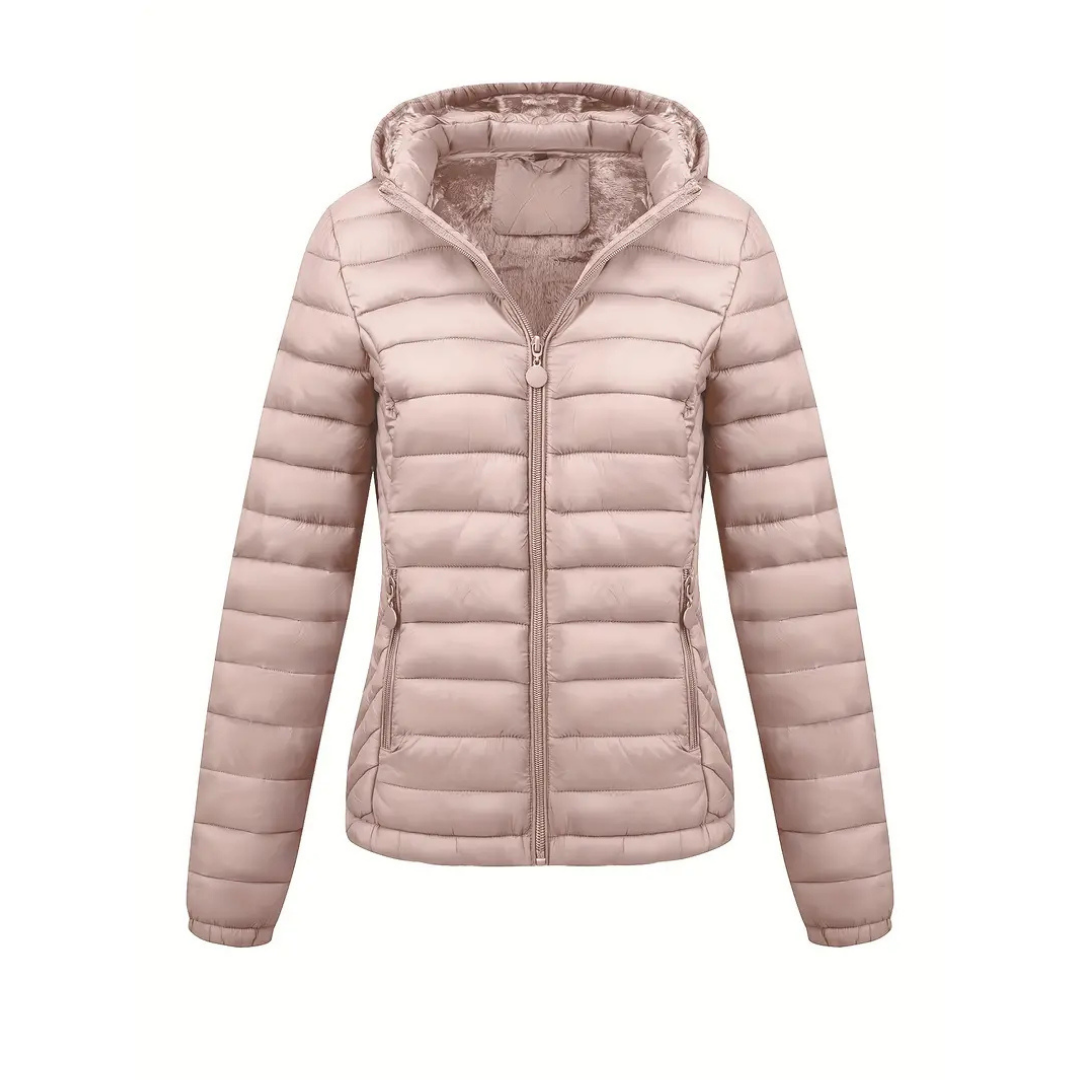 Rue | Women's Puffer Jacket Black Hooded Quilted