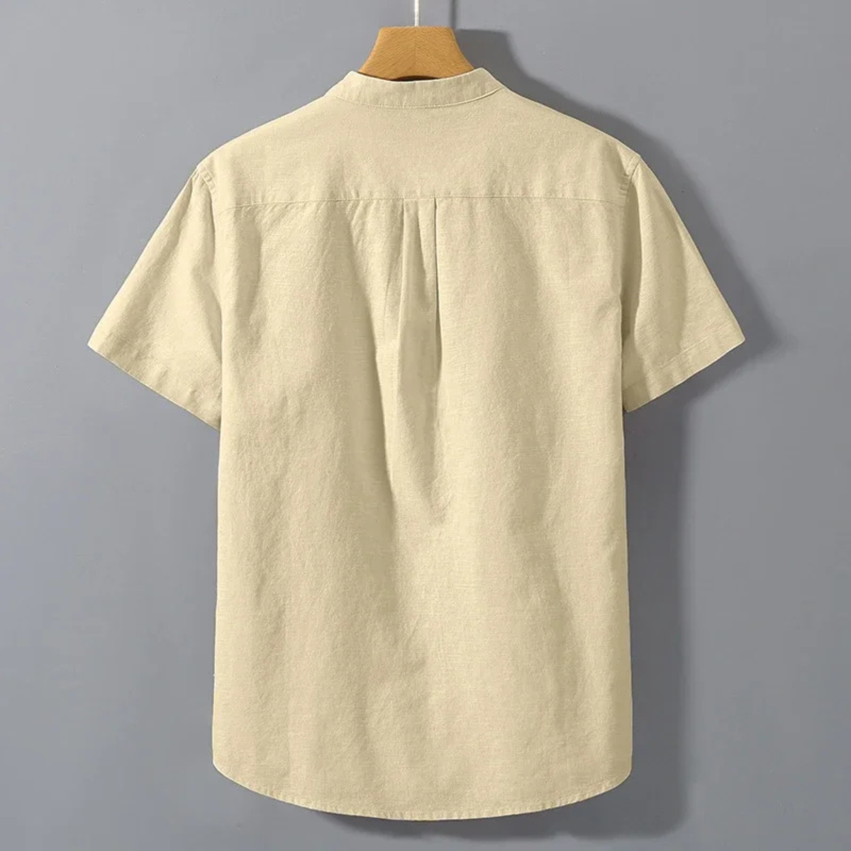 Kai | Men's Cream Linen Henley Shirt Short Sleeve