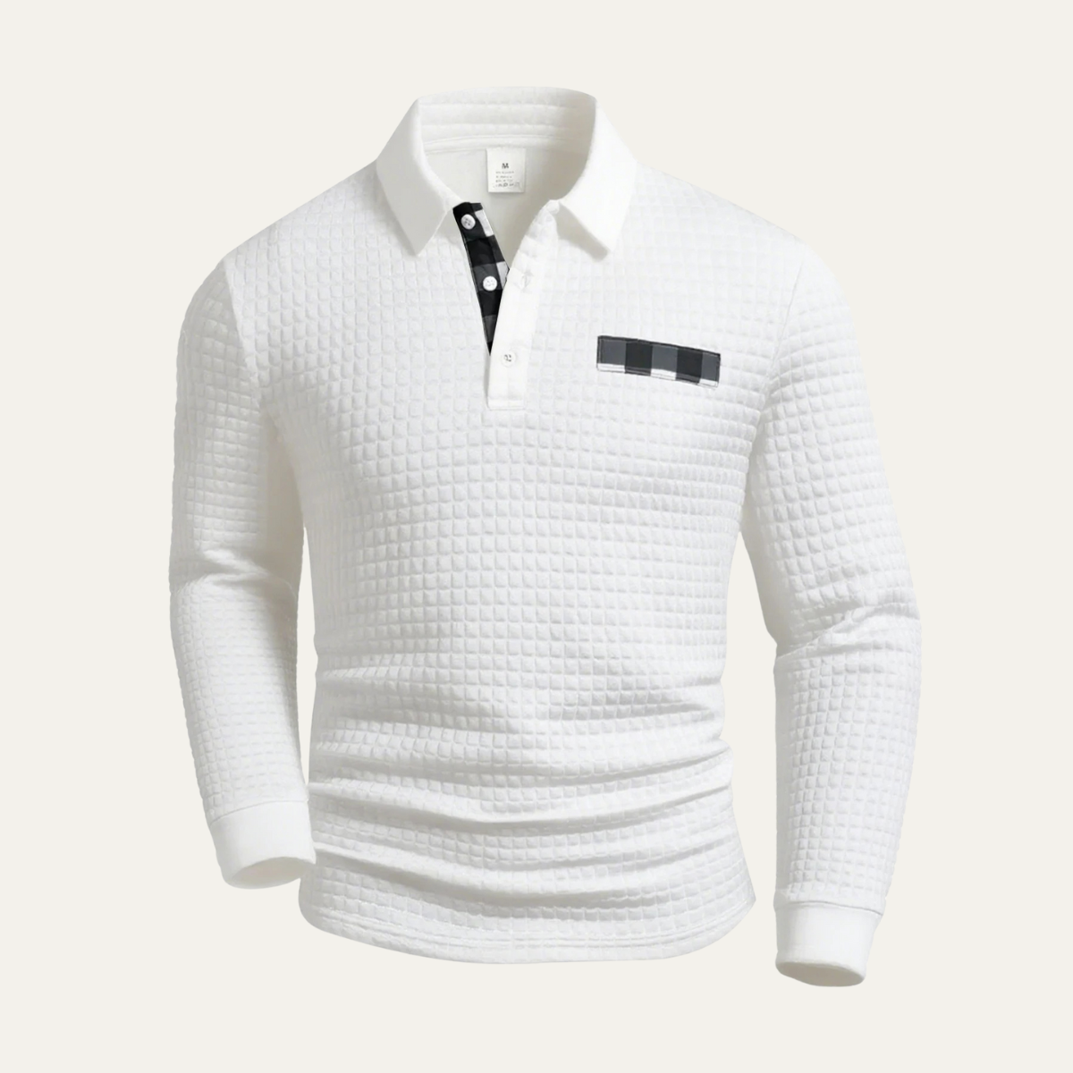 Blake | Men's Quilted Polo Shirt White Long Sleeve