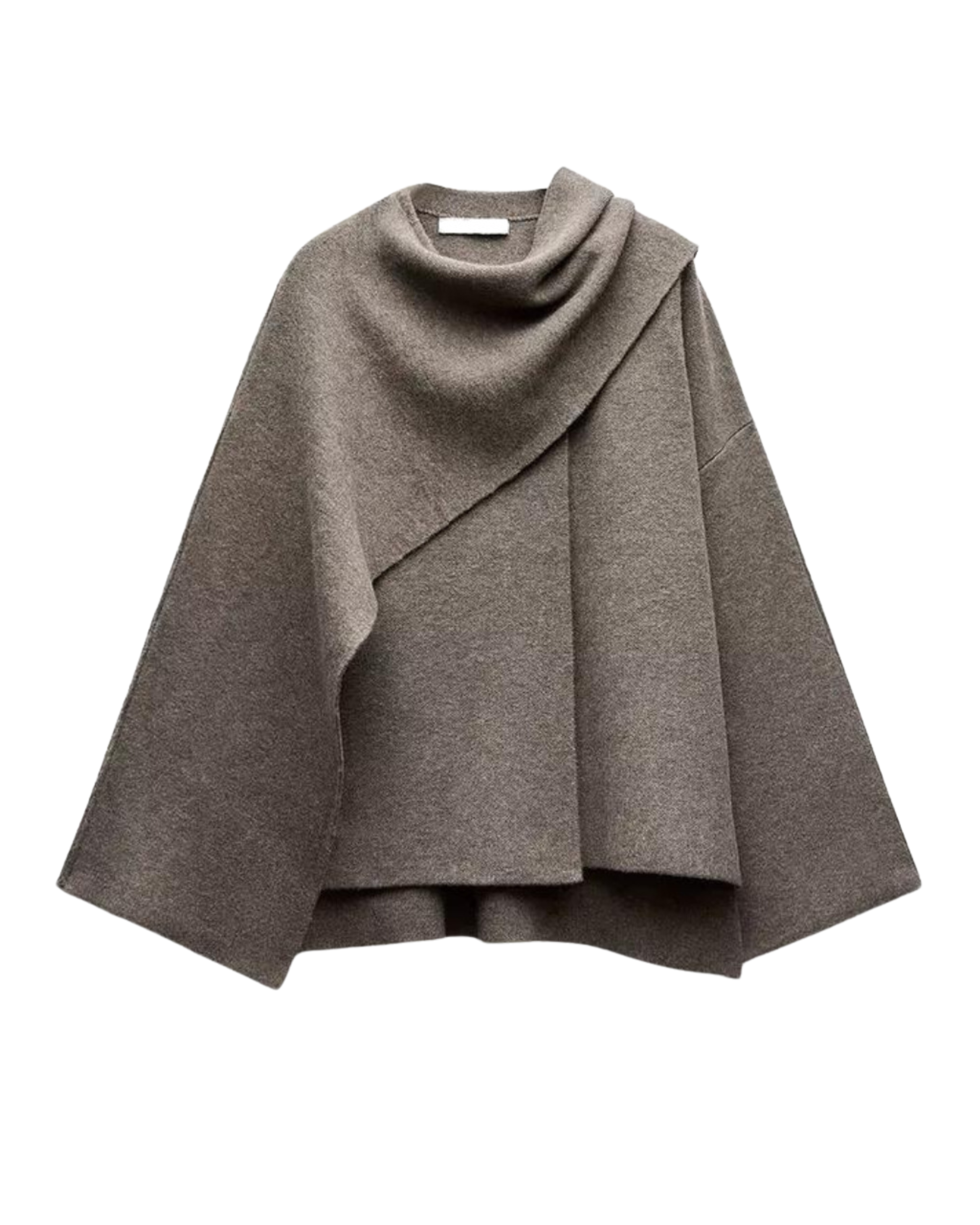 Ada | Women's Wool Cowl Neck Cape Black Long Sleeve