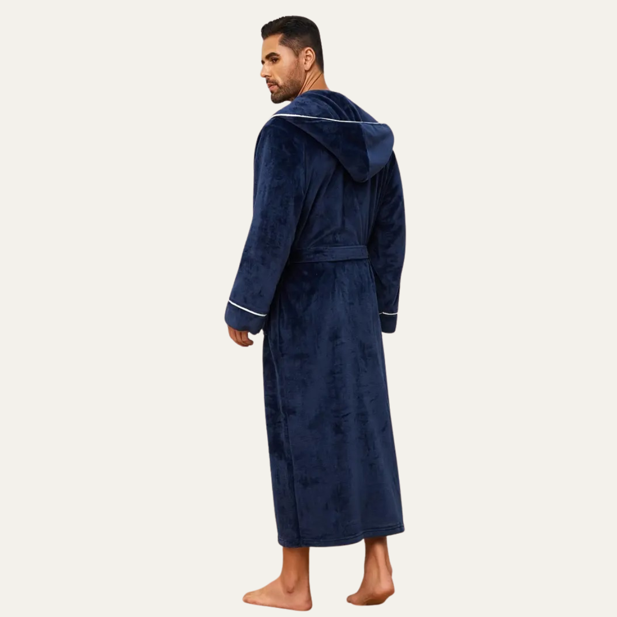 Voss | Men's Hooded Velour Robe Gray Long Sleeve