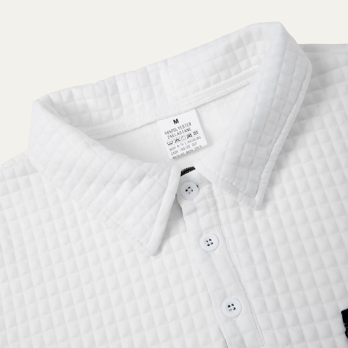 Blake | Men's Quilted Polo Shirt White Long Sleeve