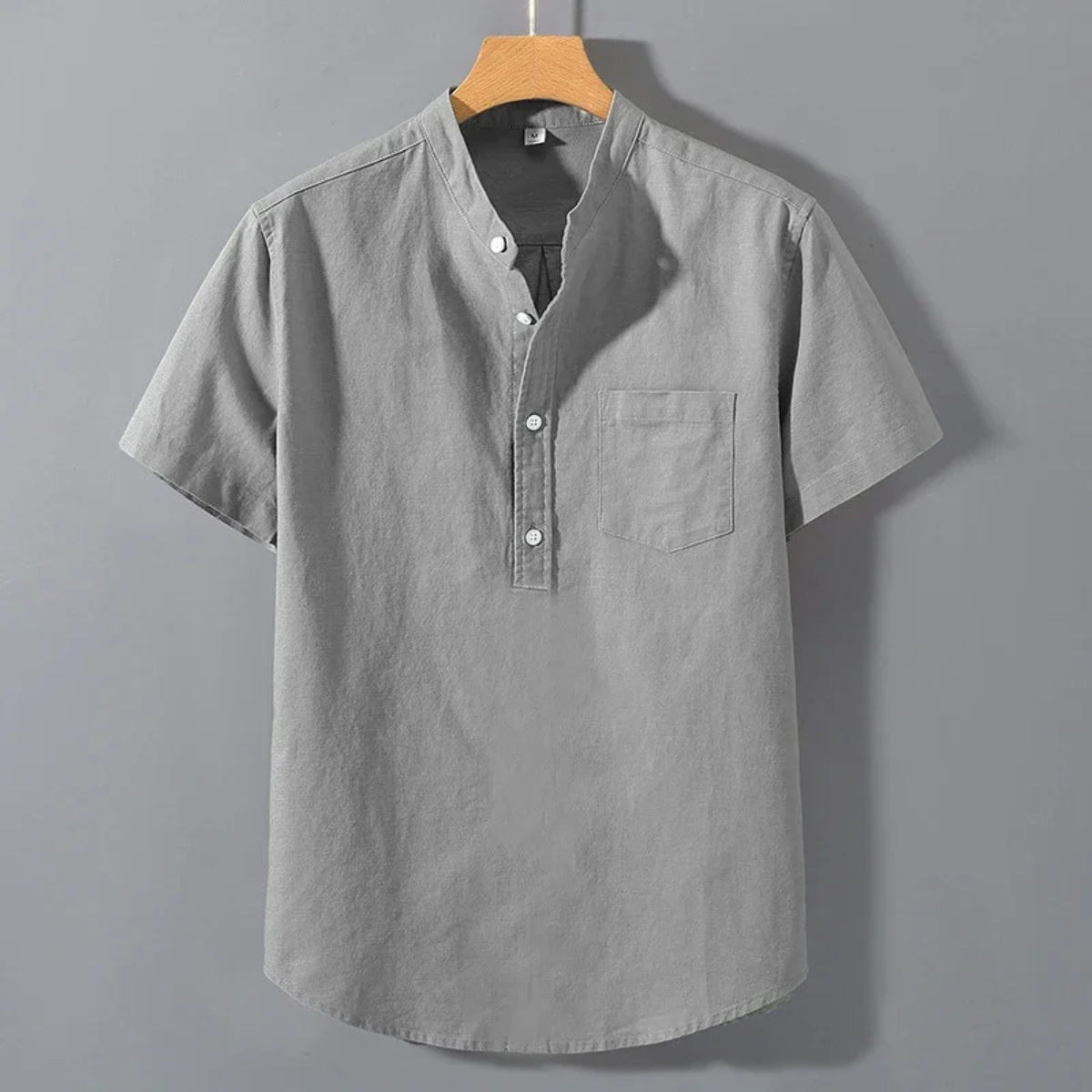 Axel | Men's Short Sleeve Henley Shirt Gray