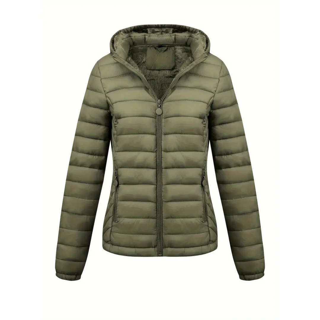 Rue | Women's Puffer Jacket Black Hooded Quilted