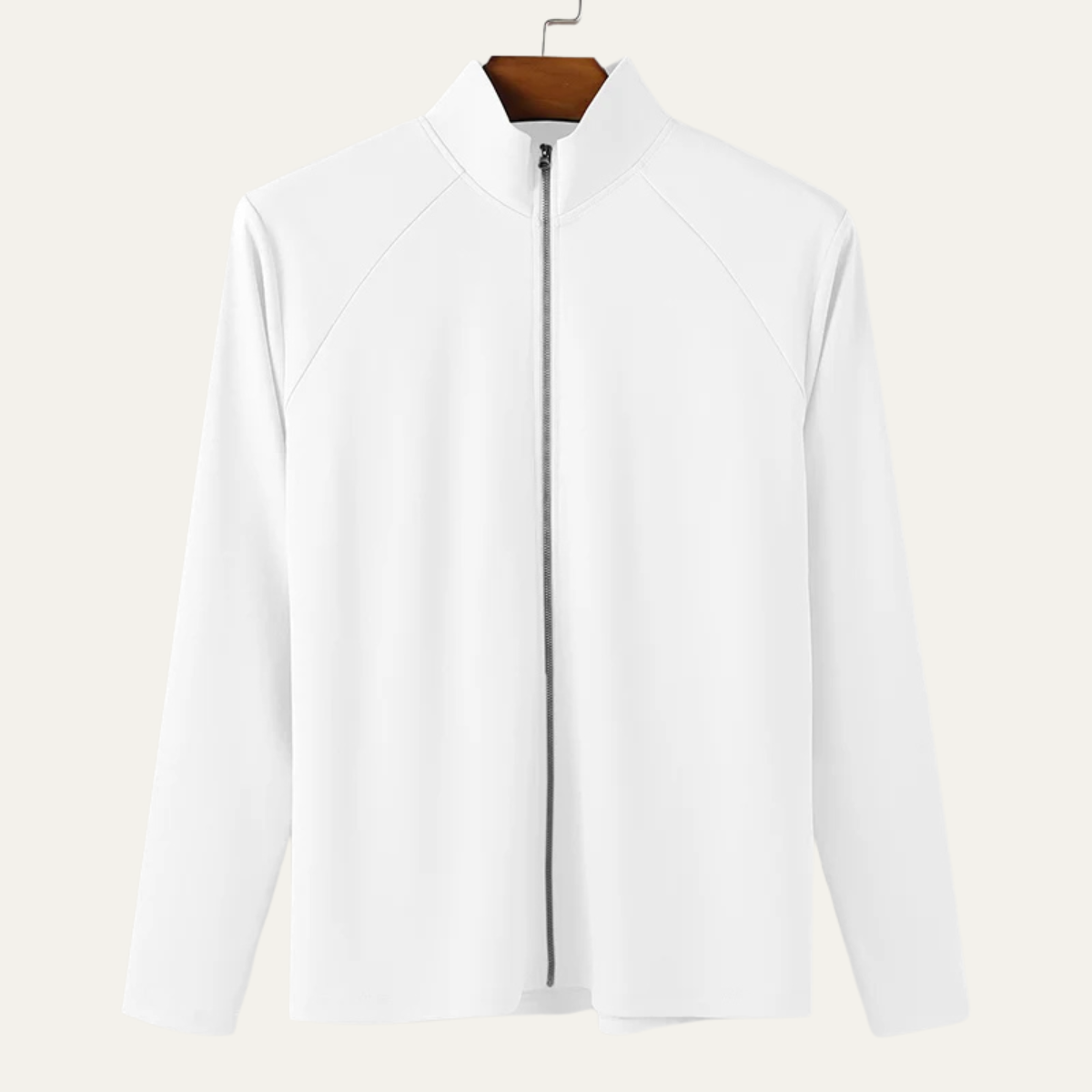 Reid | Men's Casual Zip Up Mock Neck Shirt White
