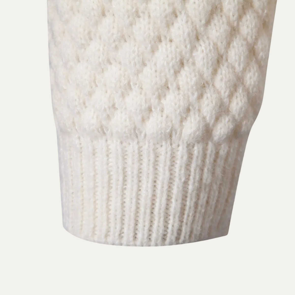 Lars | Men's Cable Knit Turtleneck Sweater Cream