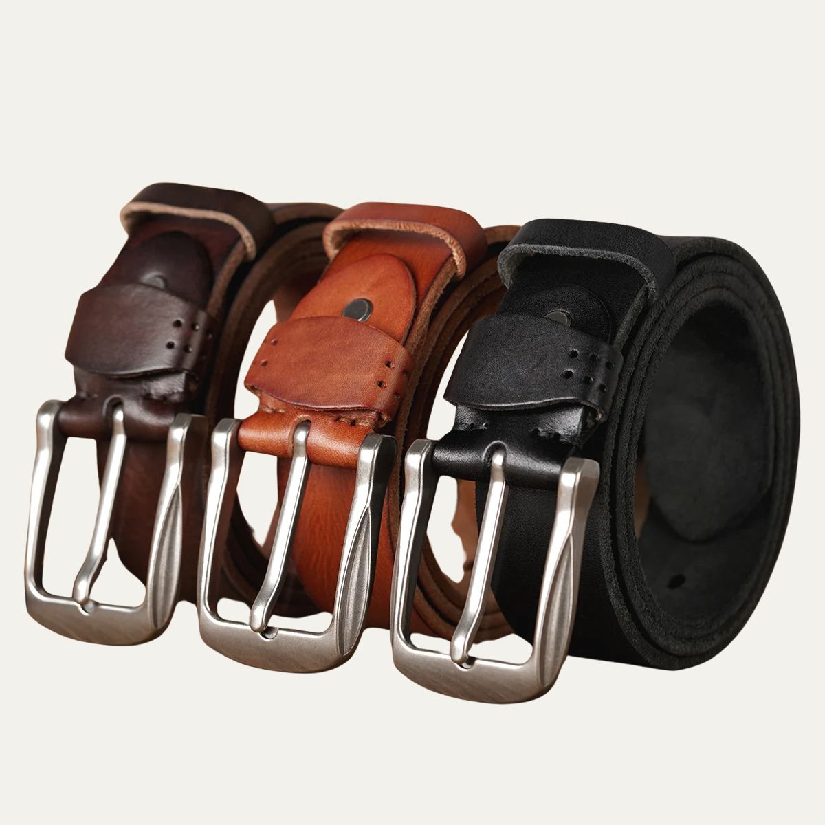 Vera | Men's Leather Belt Brown Silver Buckle