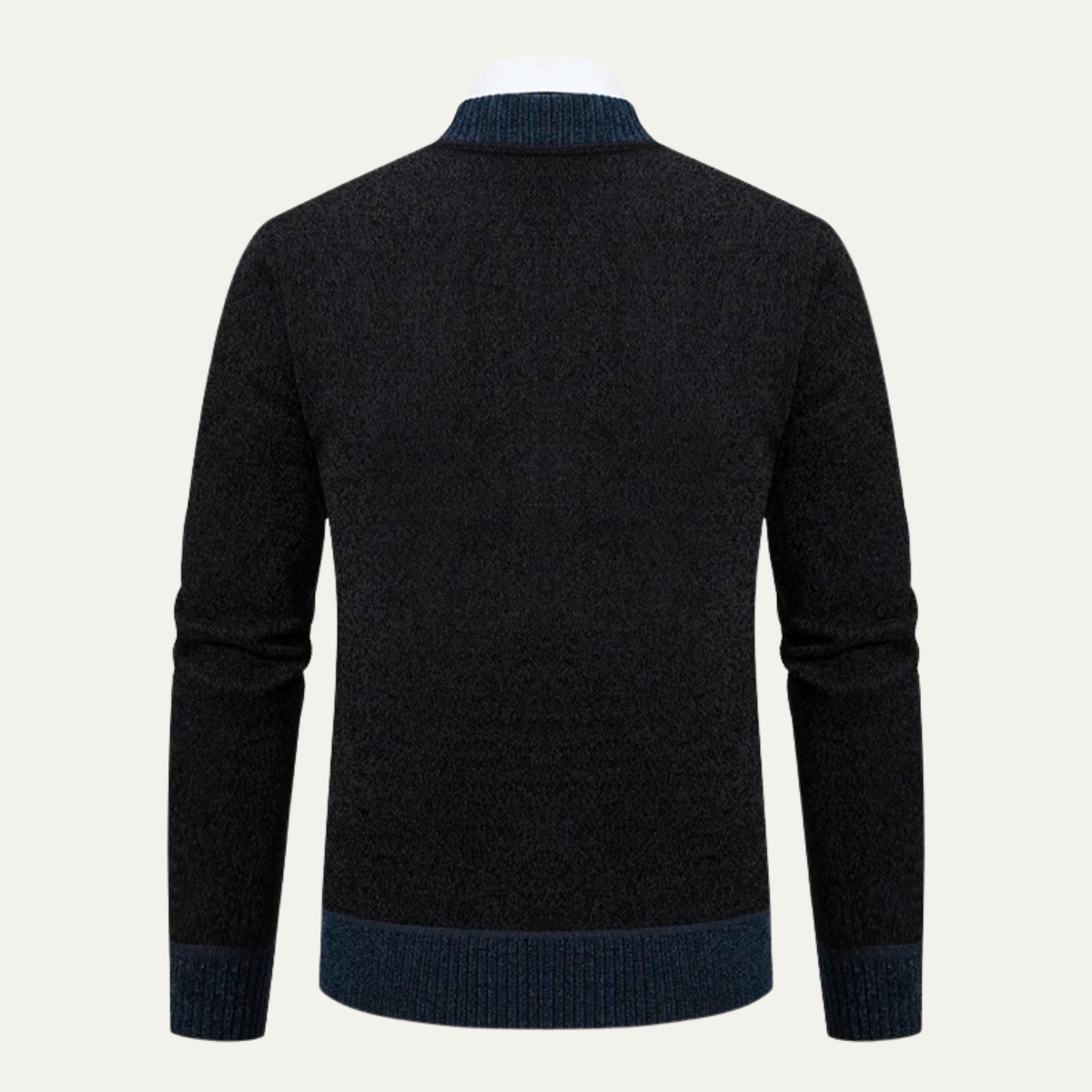 Bram | Men's Wool Blend Cardigan Navy Black Collar
